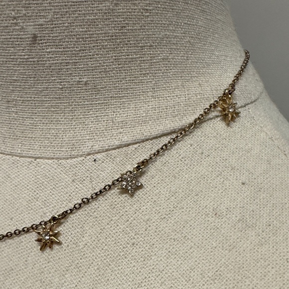 Gold-tone Star and Moon Necklace 21” length with 8” hanging back chain - Picture 4 of 8